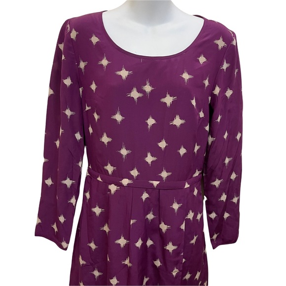 Madewell Inkbrush Starburst Silk Midi Dress Long Sleeve Size 6 - Picture 5 of 12